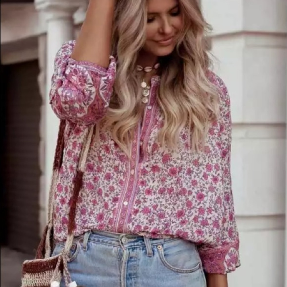Lilac Bohemian Jasmine BLOUSE Top Floral NEW - Picture 2 of 4